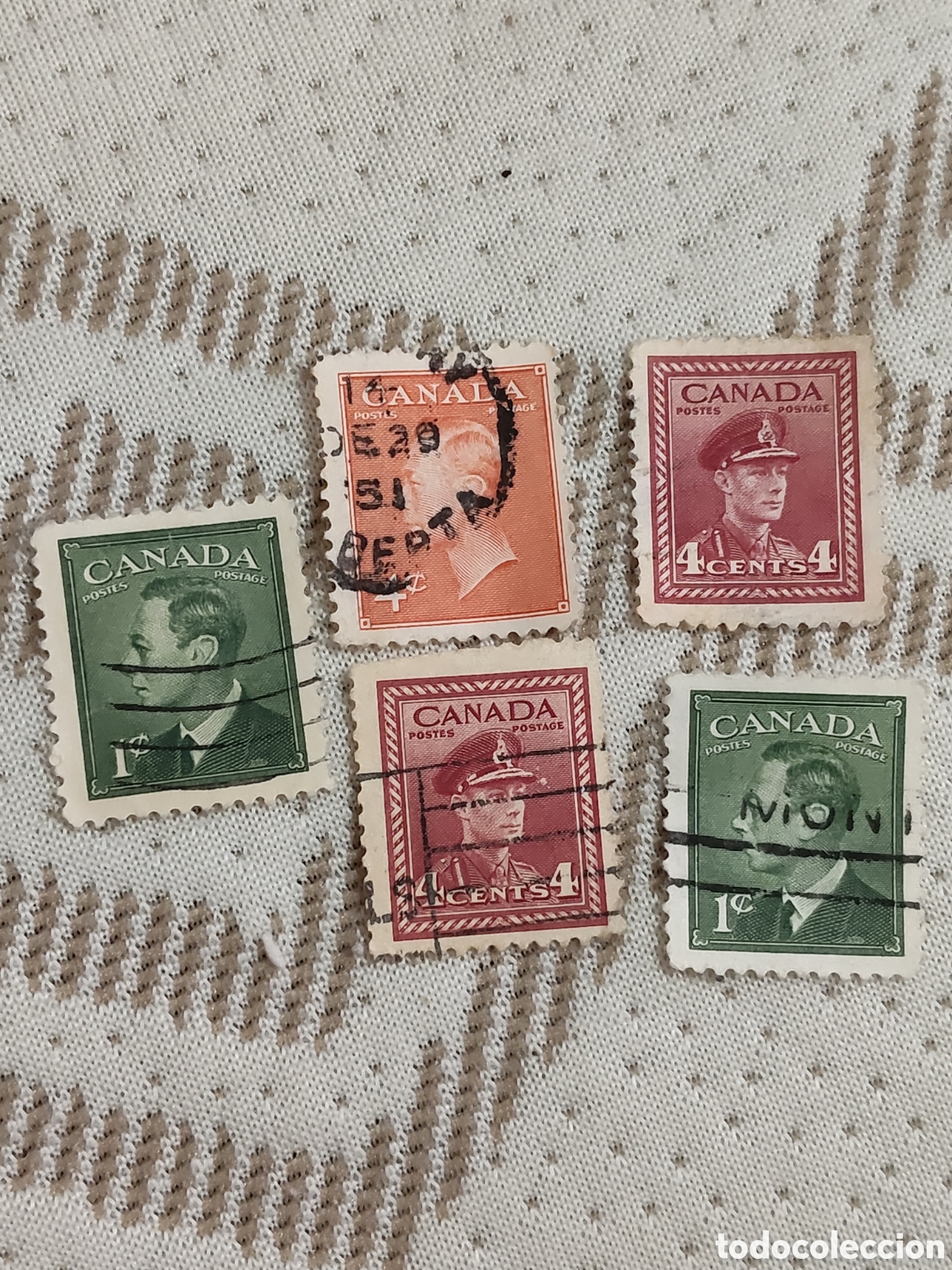 Sellos: 5 Sellos de Canad&aacute; Rey Jorge Vl 1937-52 usados