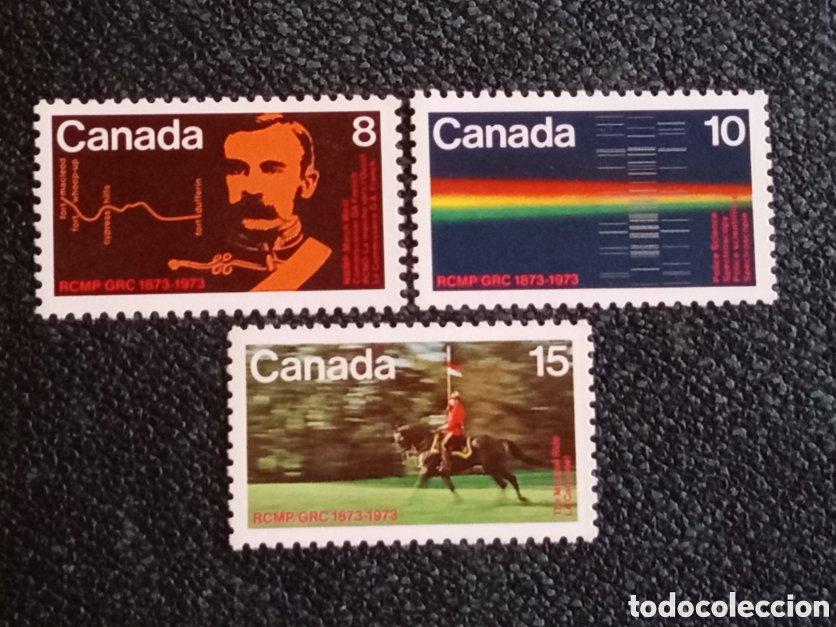Sellos: Serie Completa 3 Sellos Canad&aacute; 1973 Polic&iacute;a Montada RCMP MH Edifil 473/75