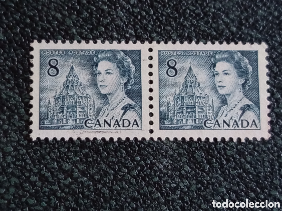 Sellos: Pareja Horizontal Sellos Canad&aacute; 1971 Reina Isabel II 8&cent; MH Edifil 445 / Sc 544