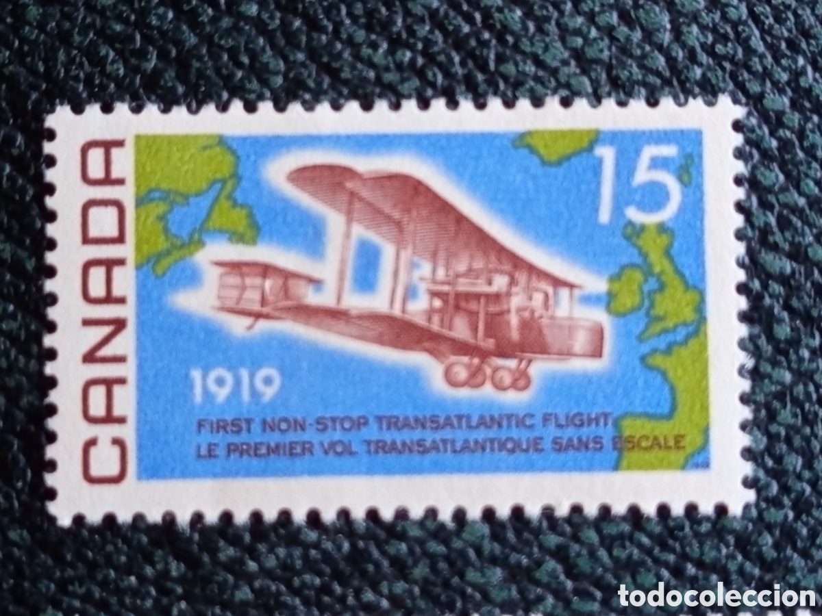 Sellos: Sello Canad&aacute; 1969 Vuelo Transatl&aacute;ntico Alcock Brown MNH Edifil 414 / Scott 494