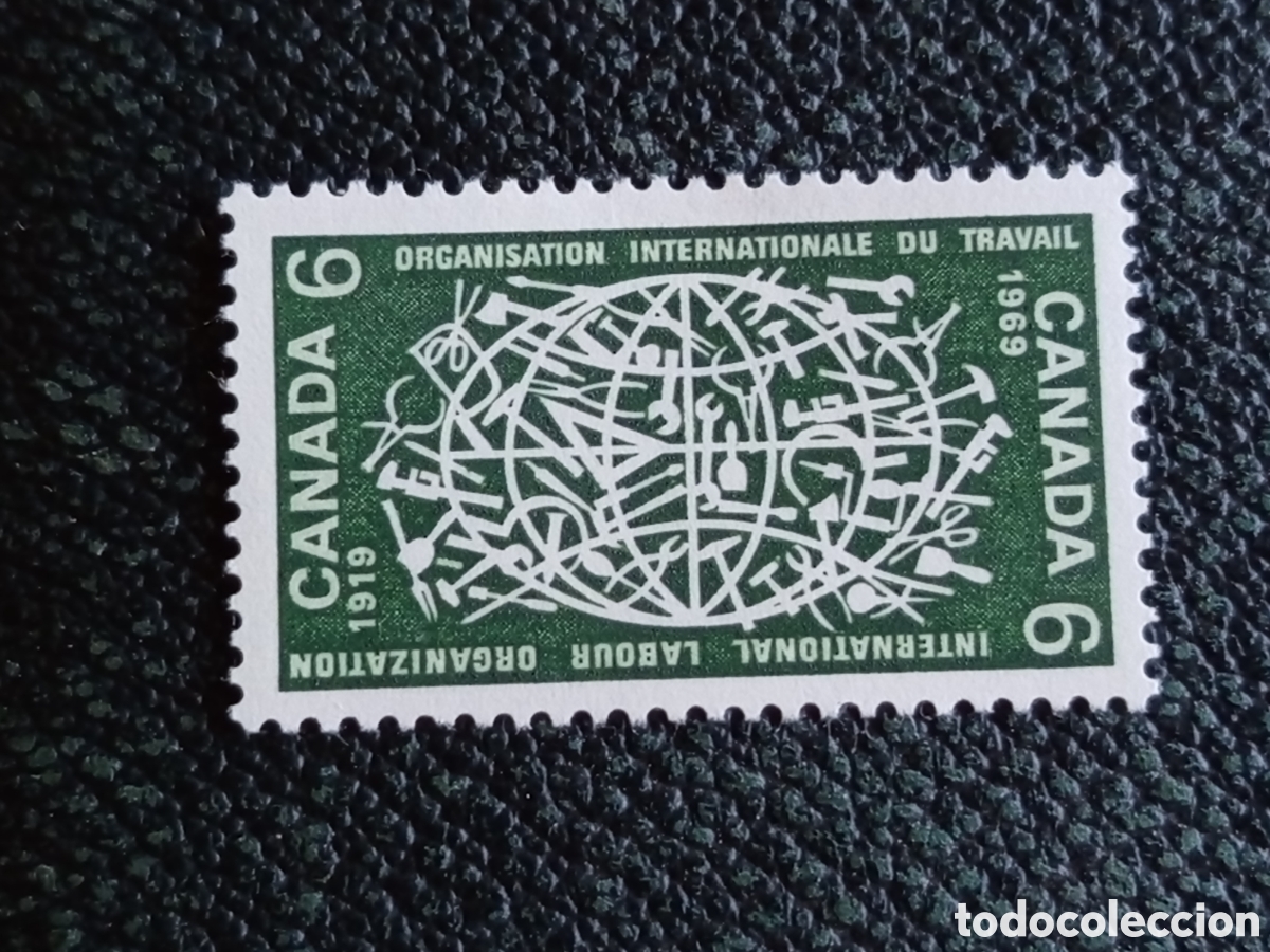 Sellos: Sello Canad&aacute; 1969 Cincuentenario OIT Trabajo MH Edifil 413 / Scott 493