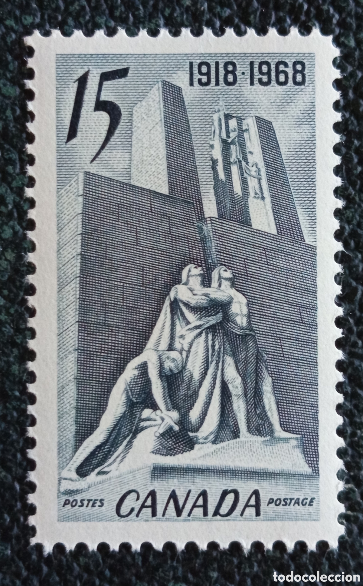 Sellos: Sello Canad&aacute; 1968 Armisticio I Guerra Mundial Monumento Vimy MH Edifil 408