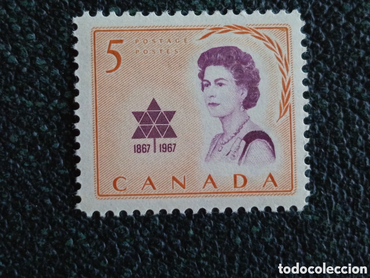 Sellos: Sello Canad&aacute; 1967 Centenario Visita Real Reina Isabel II MH Edifil 371A