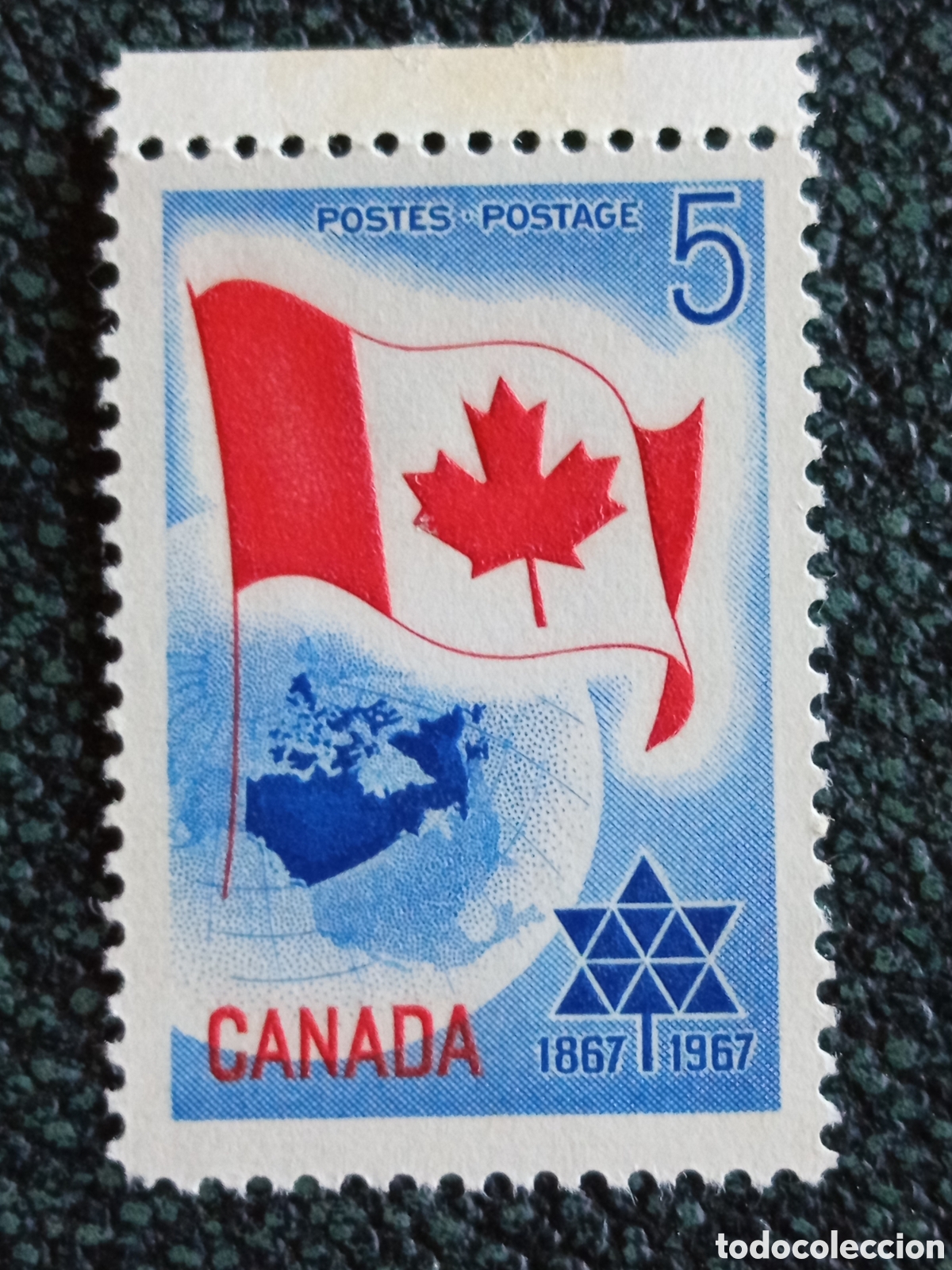 Sellos: Sello Canad&aacute; 1967 Centenario Confederaci&oacute;n Bandera MH Edifil 359 / Scott 453