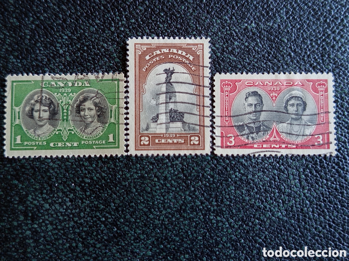 Briefmarken: Serie Completa 3 Sellos Canad&aacute; 1939 Visita Real Reyes Jorge VI Usados