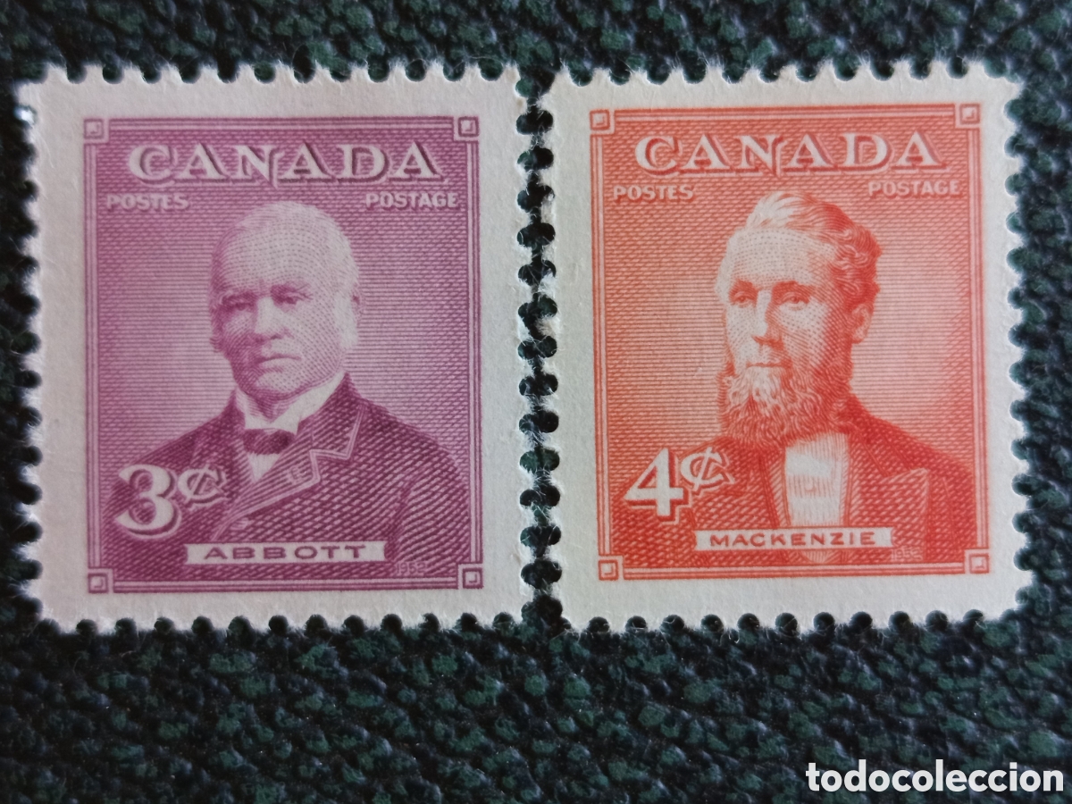 Sellos: Pareja Sellos Canad&aacute; 1952 Primeros Ministros Nuevos MH (Scott 318 y 319)