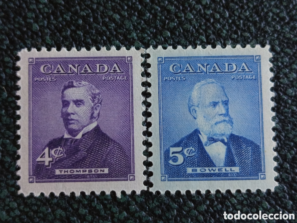 Sellos: Pareja Sellos Canad&aacute; 1954 Primeros Ministros Nuevos MH (Scott 344 y 345)