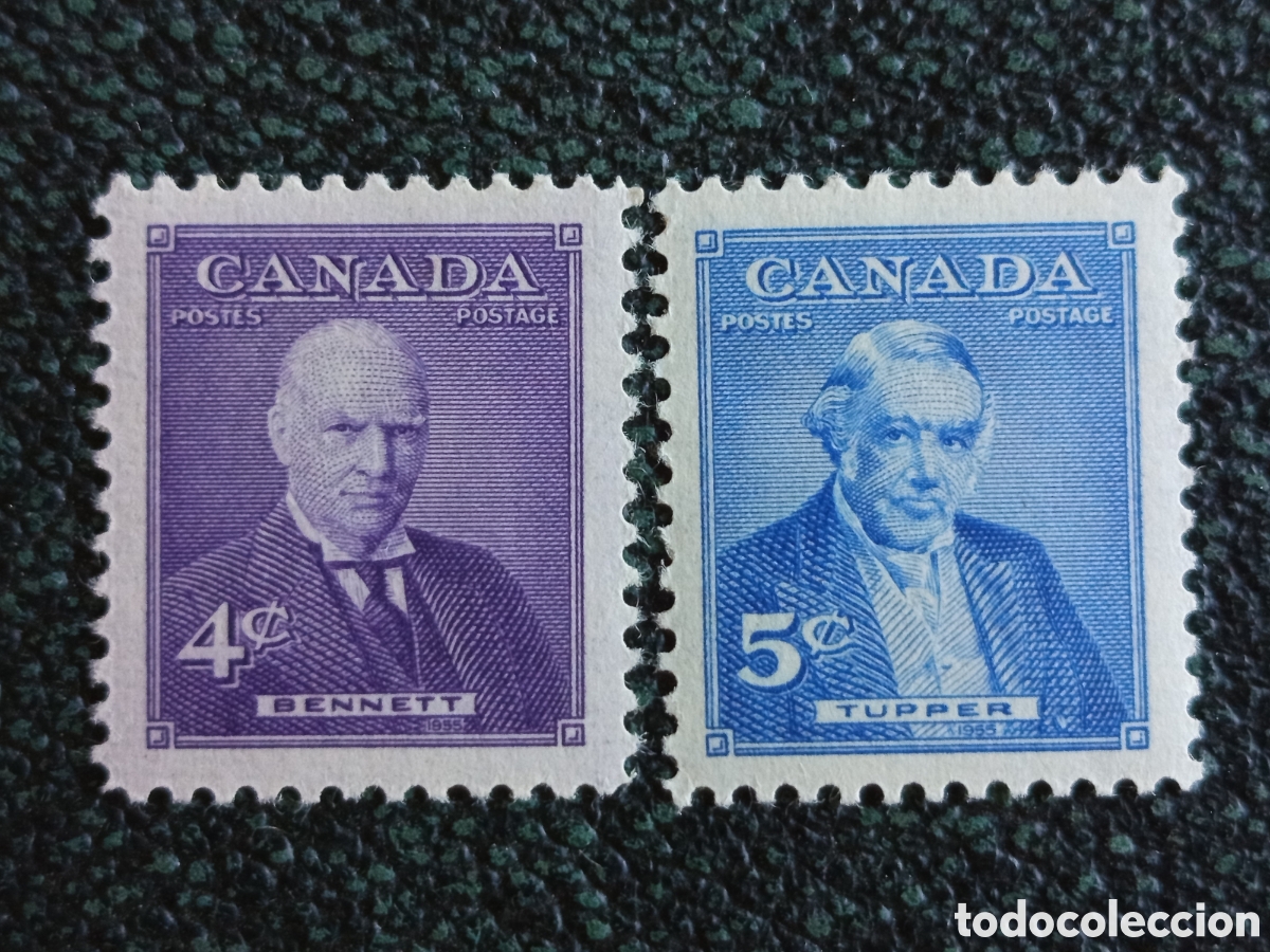 Sellos: Pareja Sellos Canad&aacute; 1955 Primeros Ministros Nuevos MH (Scott 354 y 355)