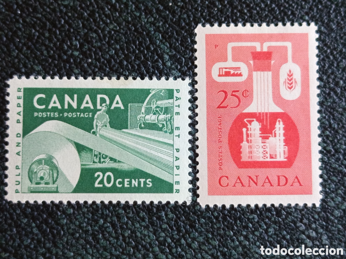 Sellos: Serie Completa Canad&aacute; 1956 Industrias Papel y Qu&iacute;mica Nuevos MH (Scott 362-363)