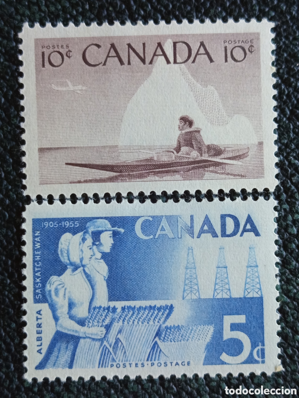 Sellos: Pareja Sellos Canad&aacute; 1955 Esquimal e Inuit + Jubileo Provincias Nuevos MH