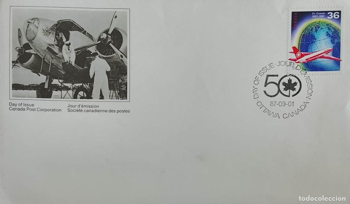 Sellos: TS) 1987 CANADA, FDC,AIR CANADA 50TH ANNIVERSARY,VF.