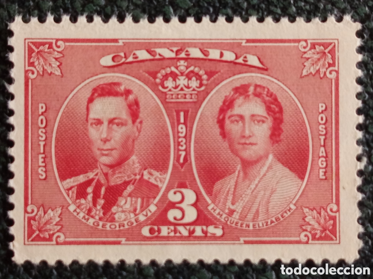 Sellos: Canad&aacute; 1937 Coronav. Jorge VI y Reina Isabel 3c Rojo MH - Unitrade / Scott #237