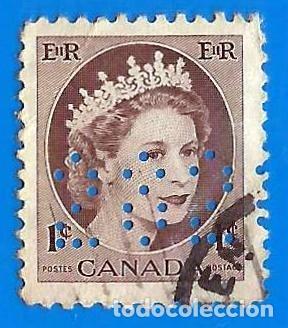 Francobolli: Canada. 1954. Scott # 337. Reina Isabel II. Perforado