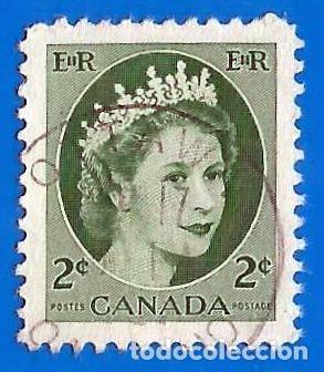 Sellos: Canada. 1954. Scott # 338. Reina Isabel II
