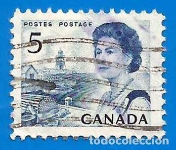 Briefmarken: Canada. 1967. Scott # 458. Reina Isabel II. Barco de pesca de langostas