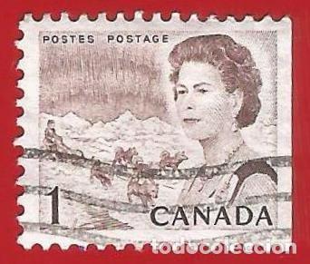 Briefmarken: Canada. 1967. Scott # 454. Reina Isabel II. Trineo de perros