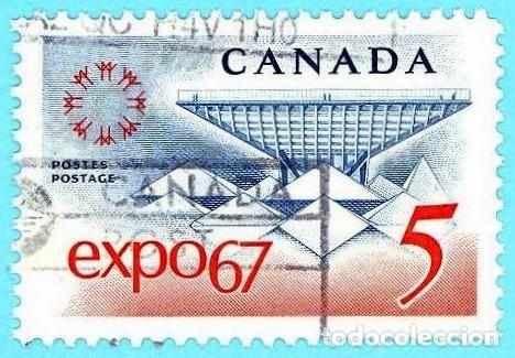 Briefmarken: Canada. 1967. Scott # 469. EXPO '67. Montreal. Pabellon canadiense