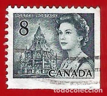 Sellos: Canada. 1971. Scott # 550. Reina Isabel II. Libreria del Parlamento de Ottawa