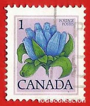 Sellos: Canada. 1977. Scott # 705. Planta herbacea. Bottle Gentian