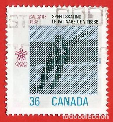 Sellos: Canada. 1987. Scott # 1130. Juegos Olimpicos de Calgary. Patinaje de velocidad