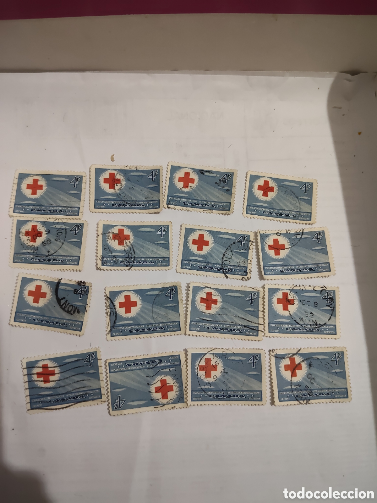 Timbres: 16 sellos de Canad&aacute; 18 conferencia internacional de la Cruz Roja Toronto 1952