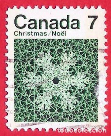 Sellos: Canada. 1971. Scott # 555. Navidad. Copos de Nieve