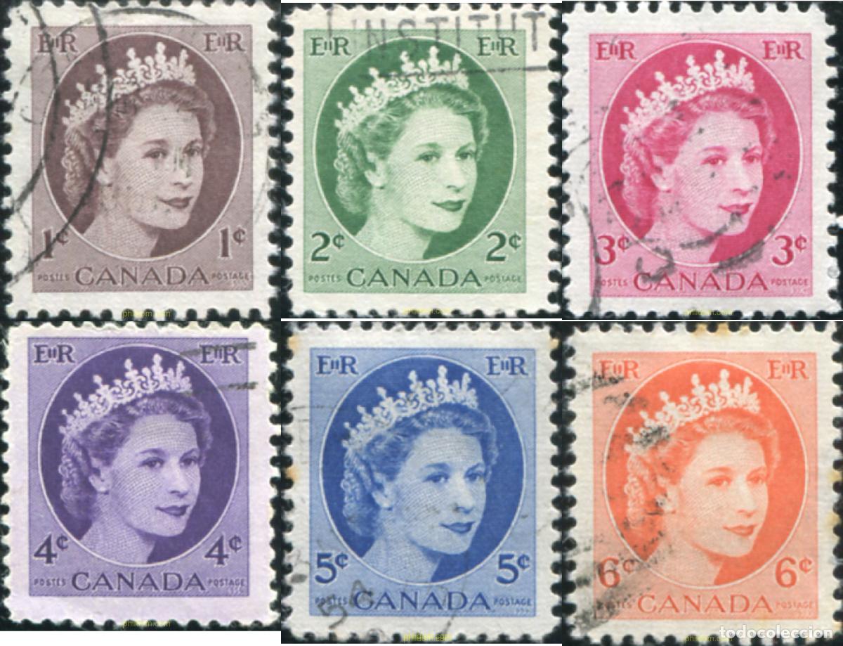 Sellos: 797371 USED CANADA 1954 REINA ISABEL II