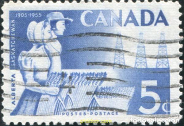 Sellos: 797381 USED CANADA 1955 50 ANIVERSARIO DE LAS PROVINCIAS DE ALBERTA Y SASKATCHEWAN