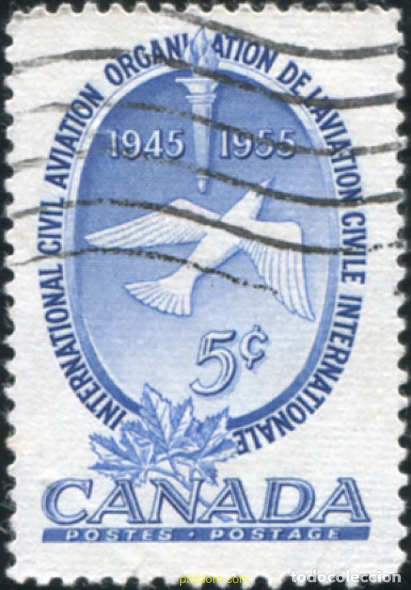 Sellos: 797380 USED CANADA 1955 10 ANIVERSARIO DE LA ORGANIZACION DE LA AVIACION CIVIL INTERNACIONAL