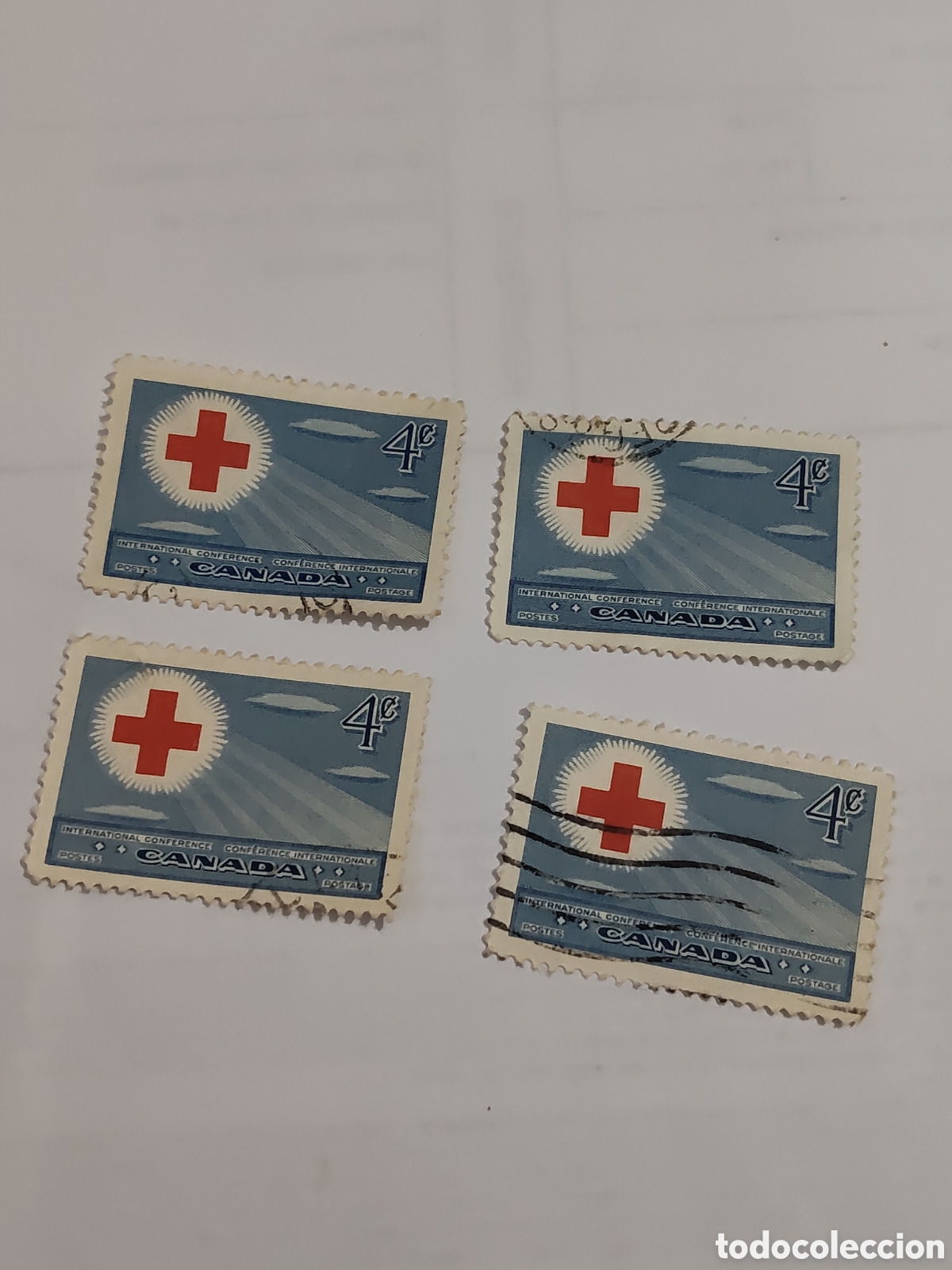 Sellos: 4 sellos de Canad&aacute; 18 conferencia internacional de la Cruz Roja 1952