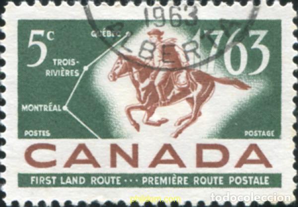 Sellos: 797486 USED CANADA 1963 BICENTENARIO DEL CORREO QUEBEC-MONTREAL.