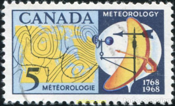 Sellos: 797812 USED CANADA 1968 BICENTENARIO DE LAS PRIMERAS LECTURAS DE METEOROLOGIA