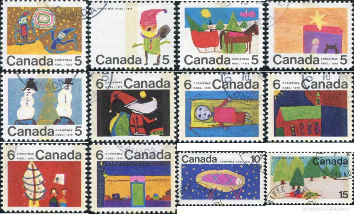 Sellos: 797934 USED CANADA 1970 NAVIDAD. DIBUJOS DE NI&Ntilde;OS