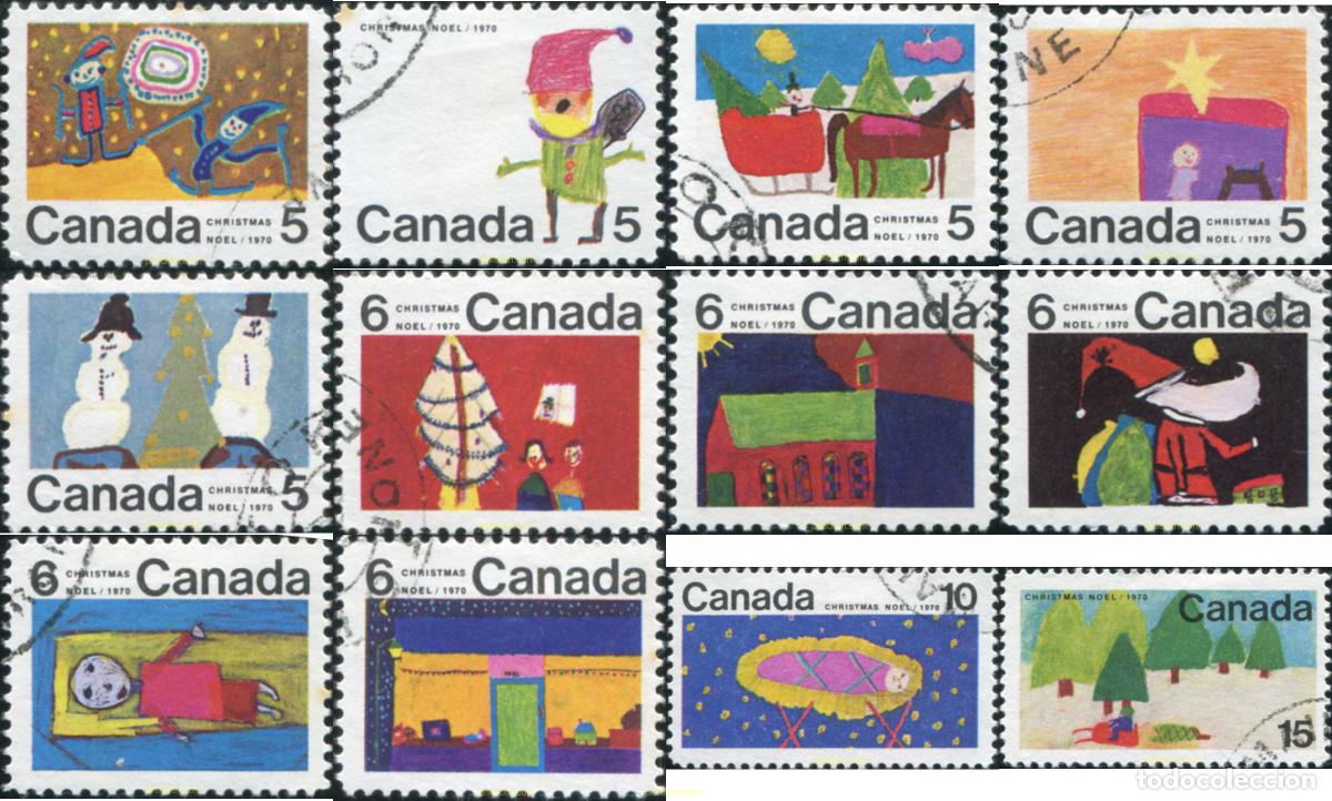 Sellos: 797933 USED CANADA 1970 NAVIDAD. DIBUJOS DE NI&Ntilde;OS