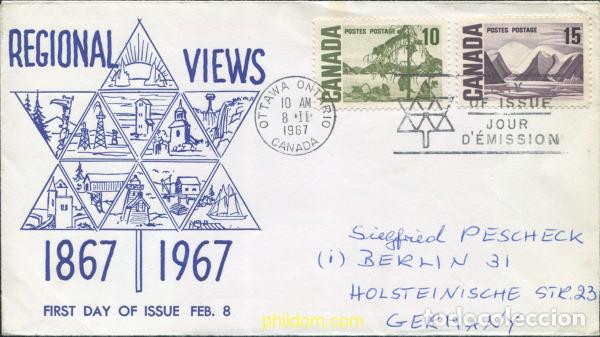 Sellos: 798037 USED CANADA 1967 REINA ISABEL II Y VISTAS