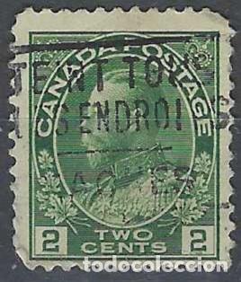 Sellos: CANAD&Aacute; 1922-25 - REY JORGE V, EN UNIFORME DE ALMORANTE 2 C VERDE - USADO