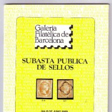Sellos: CATÁLOGO SUBASTA * GALERIA FILATÉLICA DE BARCELONA * (15 JUNIO 1988). NUEVO. INTERESANTE. MUY RARO.. Lote 24993158