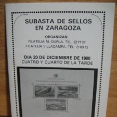 Sellos: SUBASTA DE SELLOS EN ZARAGOZA - AÑO 1980