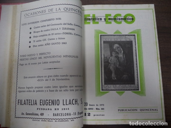 Sellos: EL ECO FILATÉLICO Y NUMISMATICO. 1972. AÑO COMPLETO. DOS TOMOS. ENCUADERNADOS. - Foto 7 - 143579046