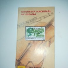 Sellos: FOLLETO SELLOS CORREOS EMISION ORQUESTA NACIONAL DE ESPAÑA 20-12-1990. Lote 148480480