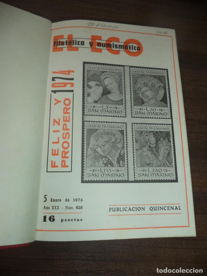 Sellos: EL ECO. FILATÉLICO Y NUMISMÁTICO. 10 NUMEROS ENCUADERNADOS. 1974. VER FOTOS. - Foto 2 - 148742122