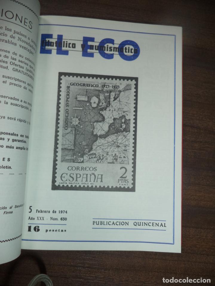Sellos: EL ECO. FILATÉLICO Y NUMISMÁTICO. 10 NUMEROS ENCUADERNADOS. 1974. VER FOTOS. - Foto 4 - 148742122