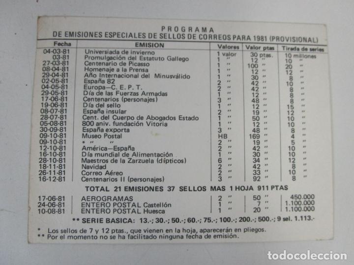 Sellos: Tarjeta Publicitaría - Art Girona Filatelia- Numismática Programa de Emisiones 1981 - Foto 1 - 207957247