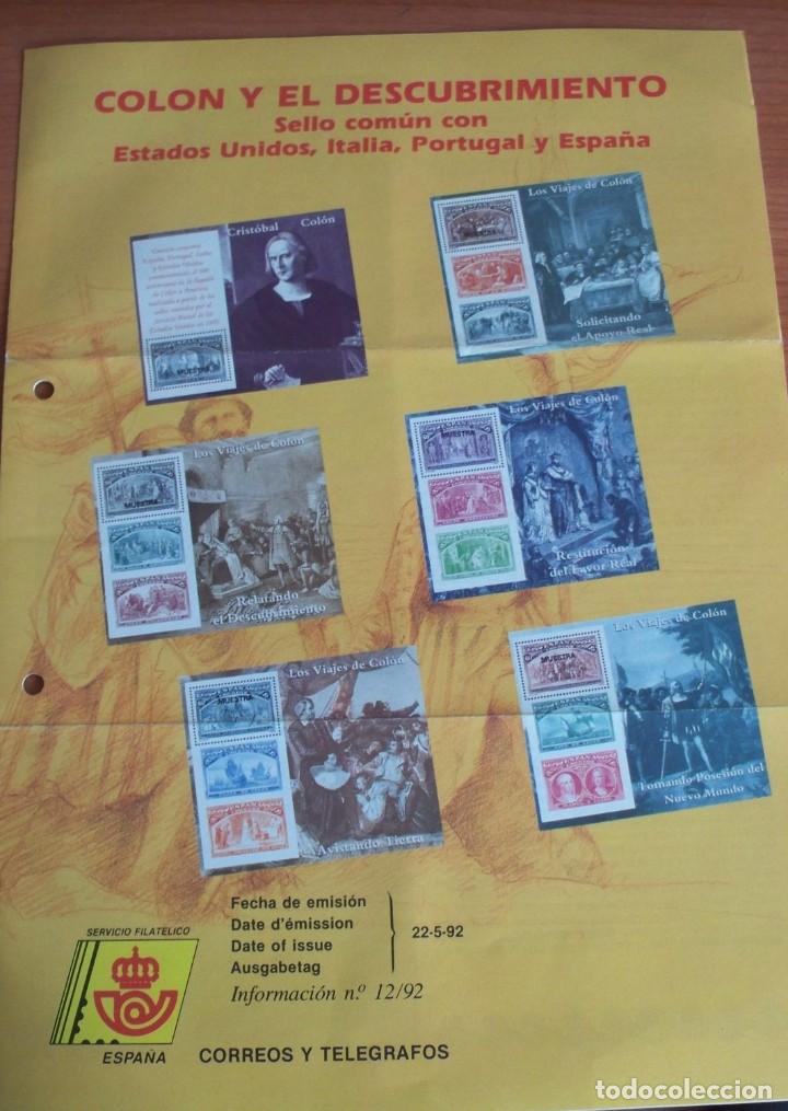 Timbres: DIPTICO INFORMATIVO numero 12/92 SERVICIO FILATELICO DE CORREOS A&Ntilde;O 1992