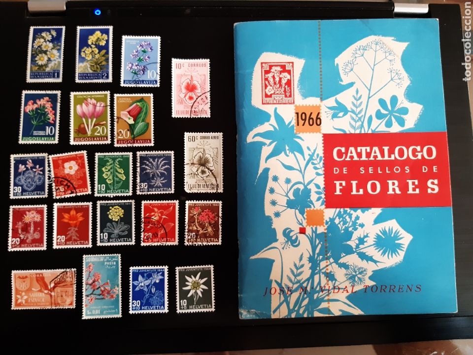 Timbres: Sellos flores flora 74 y cat&aacute;logo de 1966