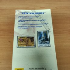 Sellos: FOLLETO CORREOS FILATELICO EMISIÓN CENTENARIOS 19-6-1990. Lote 311730583