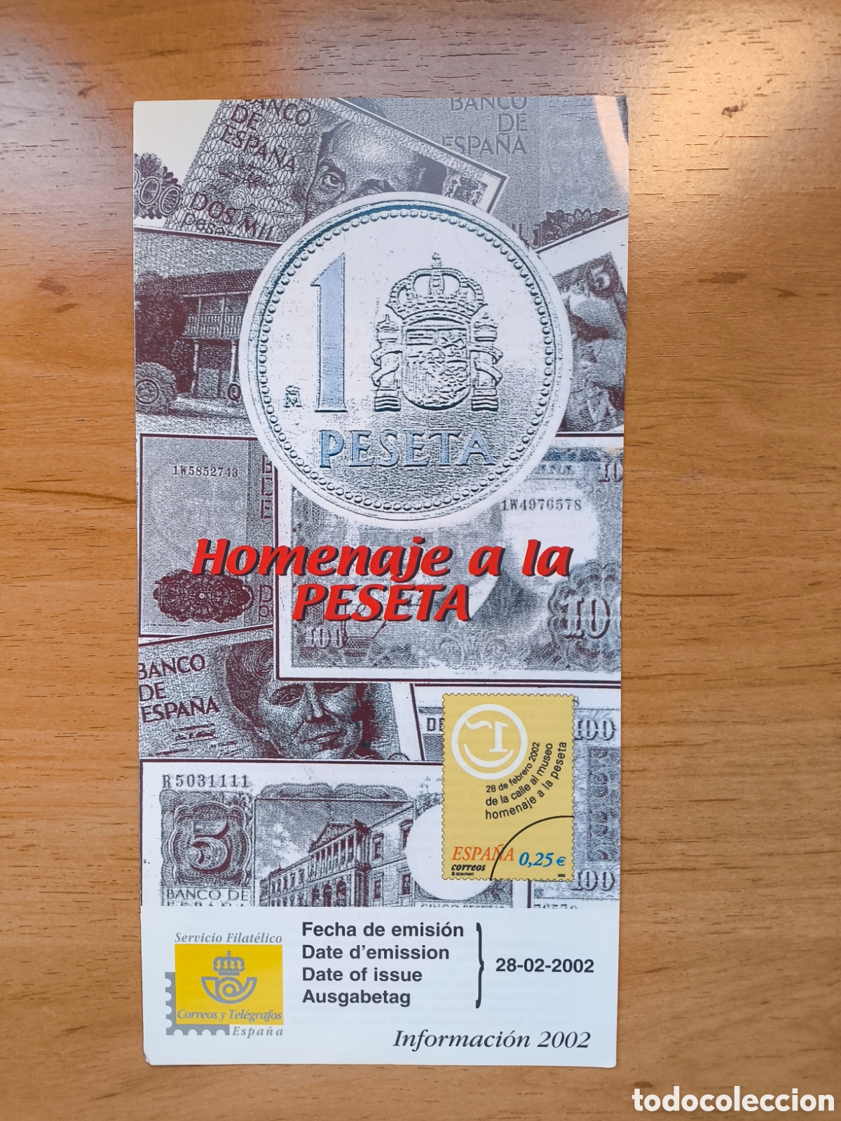 Sellos: Hoja informativa homenaje a la peseta - Foto 1