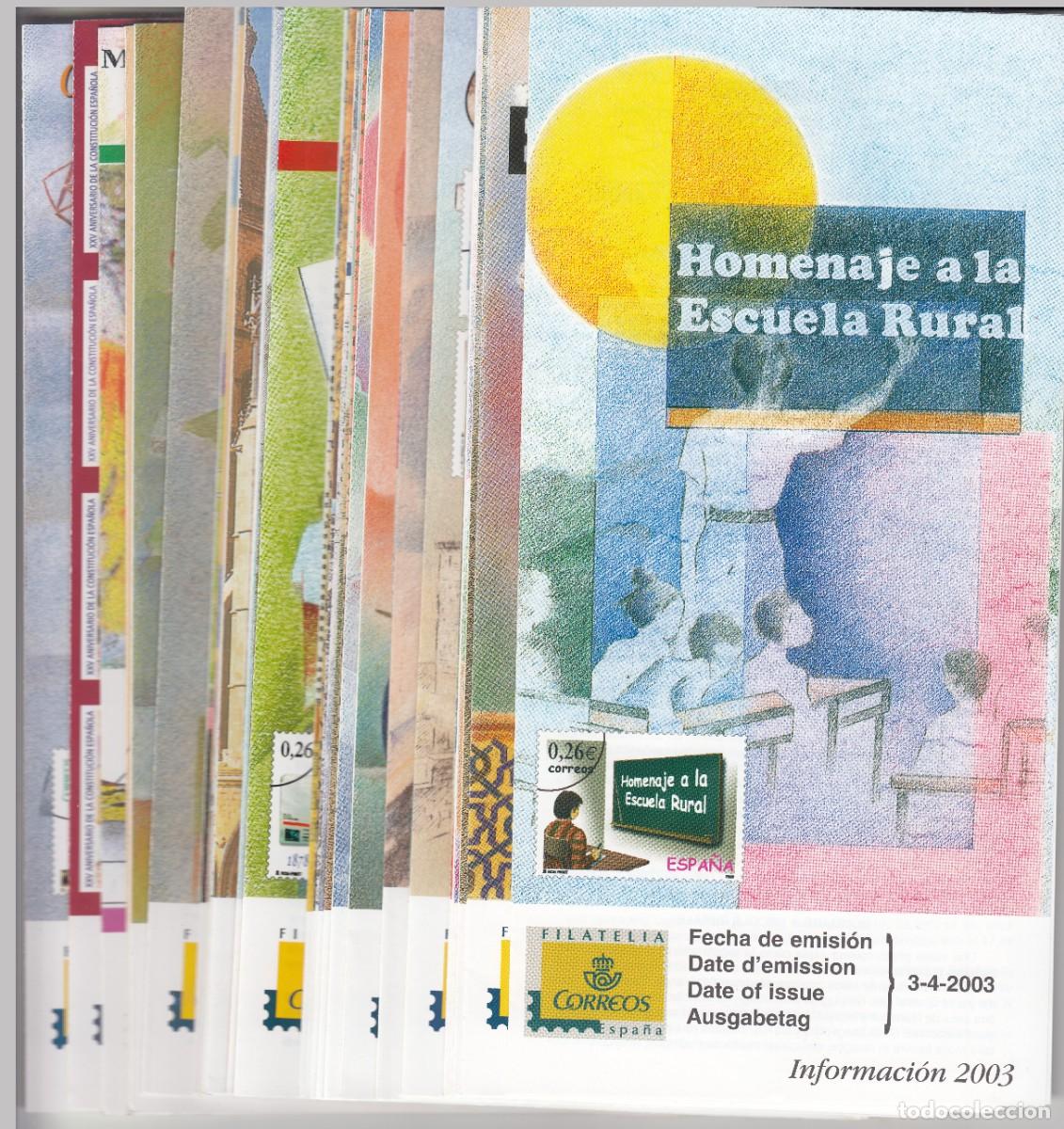 Sellos: 43 DIPTICOS INFORMATIVOS DE SELLOS DE 2003 DE ESPA&Ntilde;A