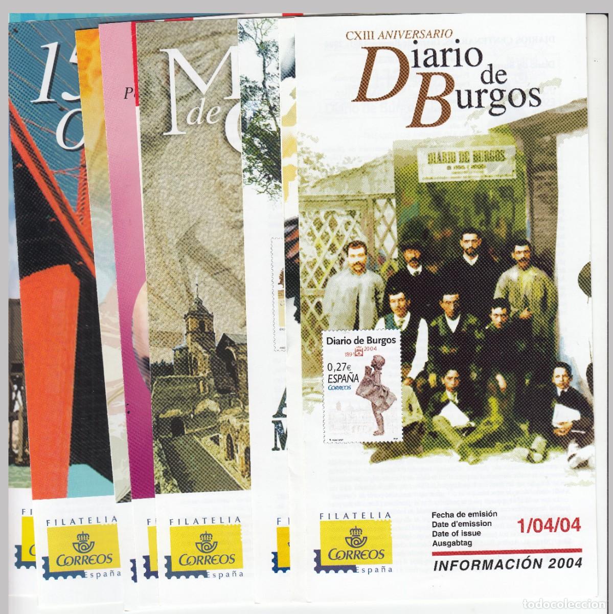 Sellos: 9 DIPTICOS INFORMATIVOS DE SELLOS DE 2004 DE ESPA&Ntilde;A