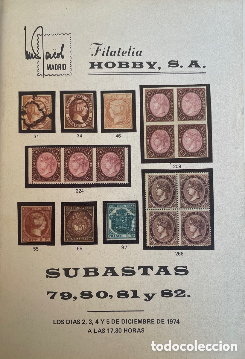 Sellos: Cat&aacute;logo Subastas 79, 80, 81 y 82 N&eacute;stor Jacob, Madrid. 2/5 de diciembre de 1974.